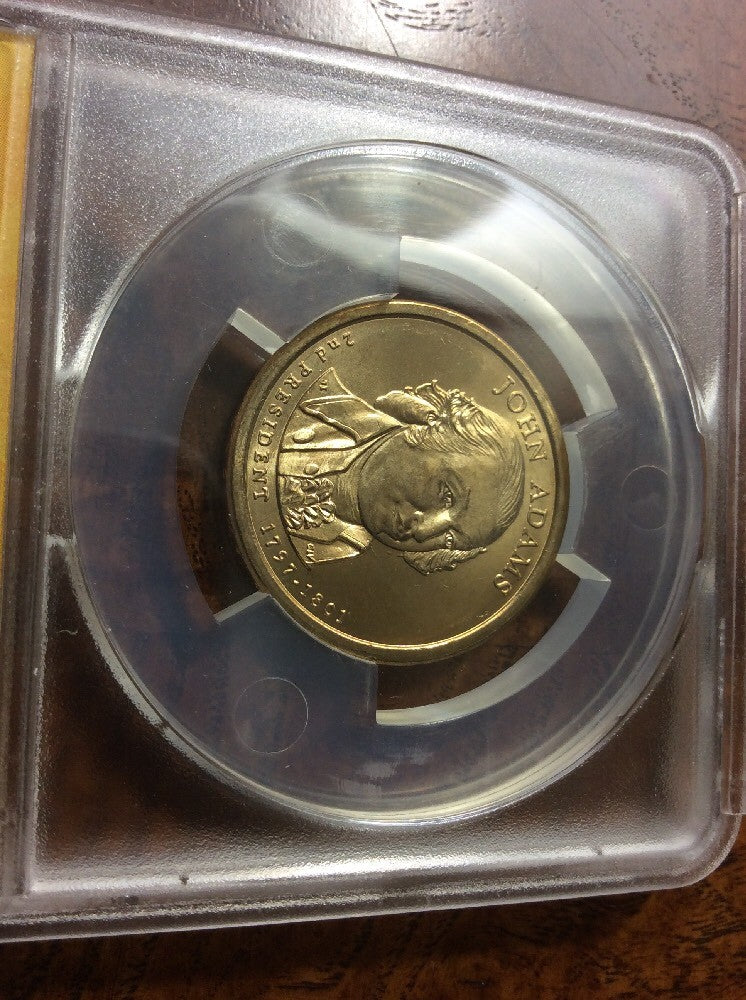2007 John Adams Presidential Dollar Die Clash Anacs MS65 Rare ERROR COIN **567