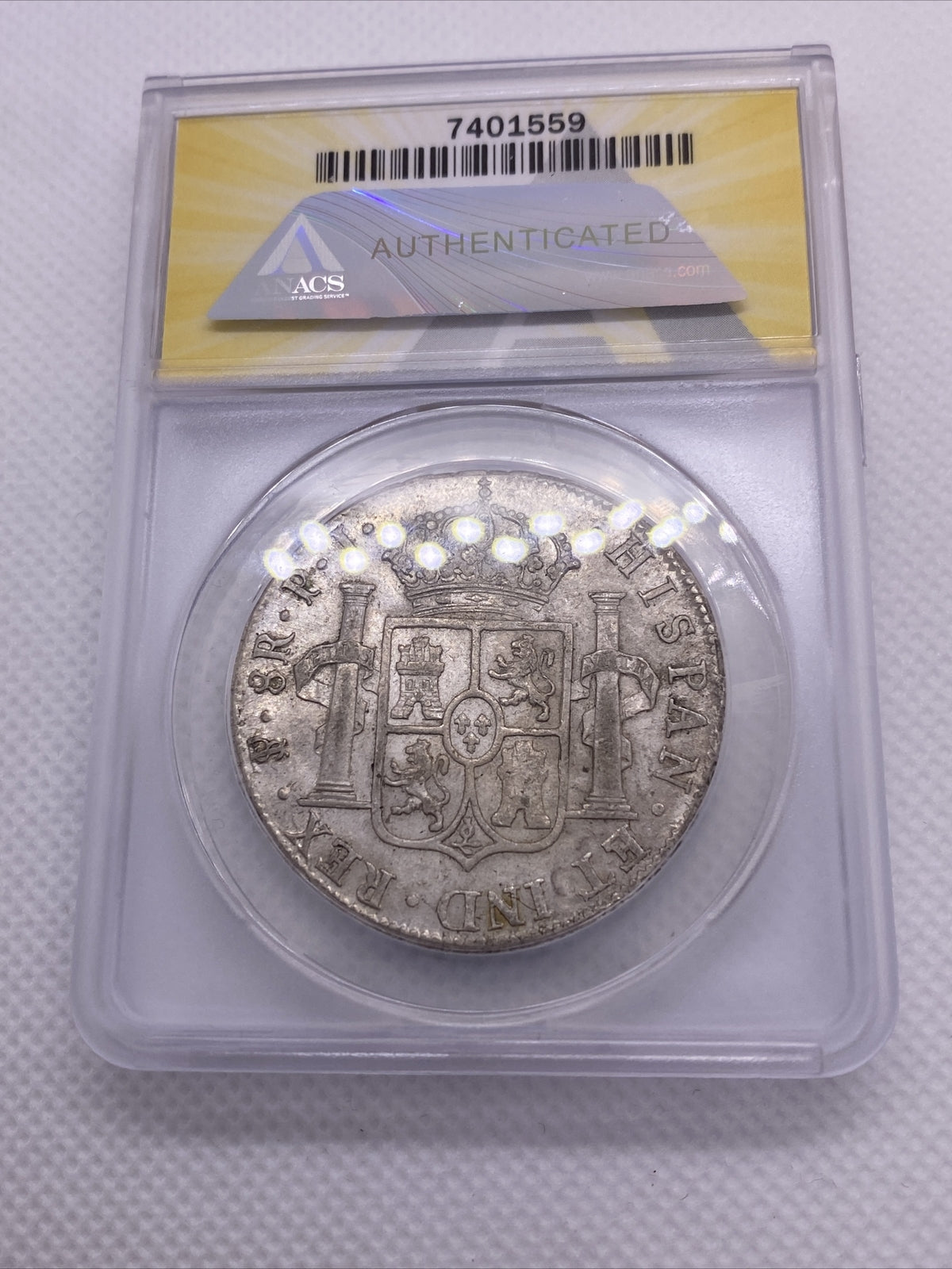 1818 PTS PJ Bolivia Silver 8R 8 Reales AU 50 Anacs Silver Potosi Mint #559