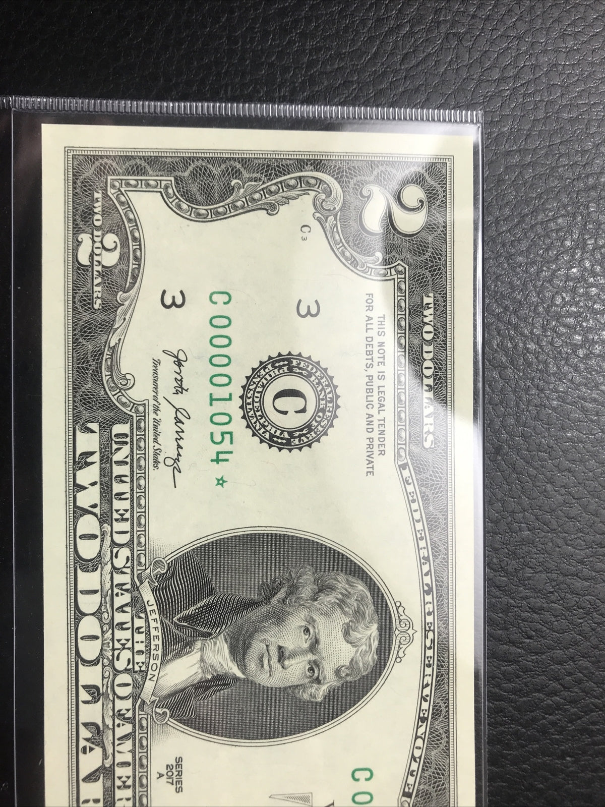 $2 Rare Uncirculated Low FOUR (4) Digits  ⭐️ STAR NOTE ⭐ 1054*