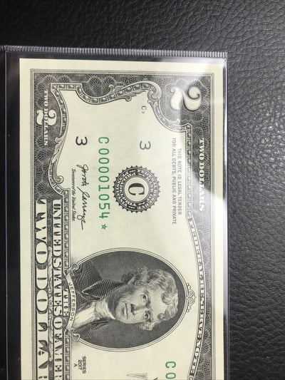$2 Rare Uncirculated Low FOUR (4) Digits  ⭐️ STAR NOTE ⭐ 1054*