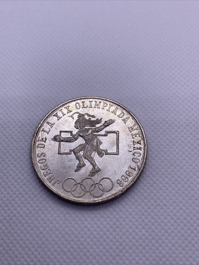 1968 Mexico Olympics Mexican 25 Peso Silver Coin BU Great Condition Coin