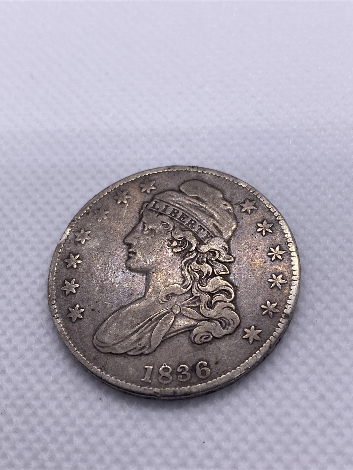 1836 Capped Bust Half Dollar Lettered Edge Silver 50c Beautiful Toning