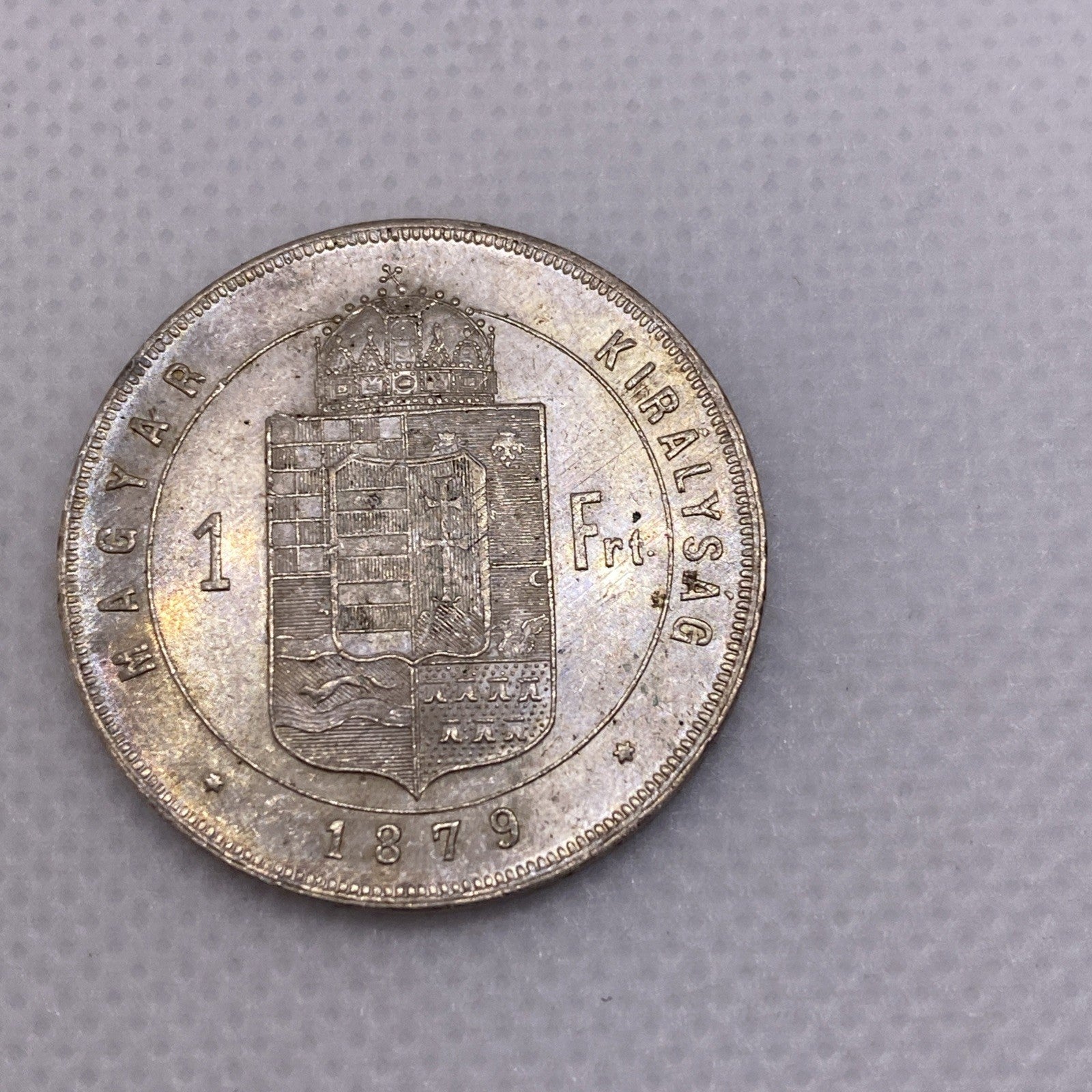 1879 KB One Forint Hungary Silver Coin King Franz Josef Uncirculated
