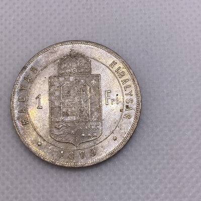 1879 KB One Forint Hungary Silver Coin King Franz Josef Uncirculated