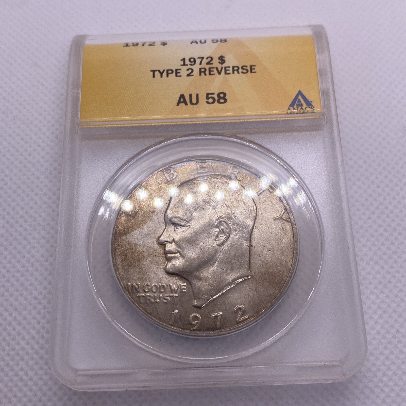 1972 Eisenhower IKE Dollar Type 2  ANACS AU58 Key-Date RARE #438