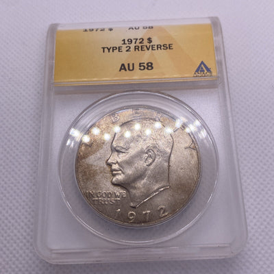 1972 Eisenhower IKE Dollar Type 2  ANACS AU58 Key-Date RARE #438