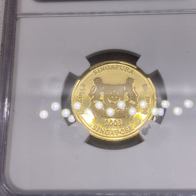2003 $5 Singapoure Goat Gold PF70 PR70 Ultra Cameo Rare Low Mintage of 1000