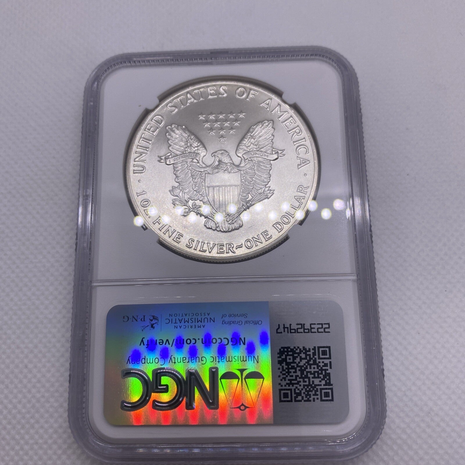 1986 $1 AMERICAN SILVER EAGLE NGC MS68 OBVERSE & REVERSE STRUCK THRU MINT ERROR