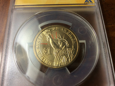 2007 John Adams Presidential Dollar Die Clash Anacs MS65 Rare ERROR COIN **567