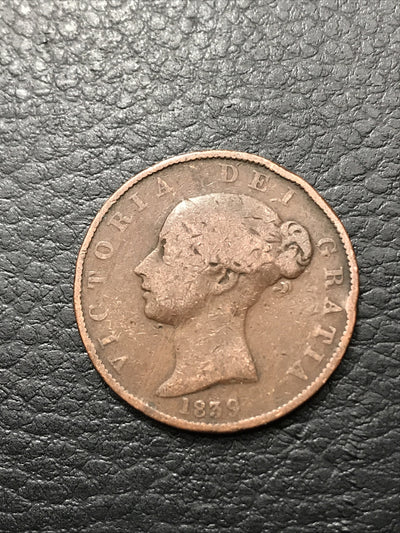 1839 1/2 Penny Low Mintage Rare Coin KM# 13 Isle of Man Victoria Dei Gratia #183