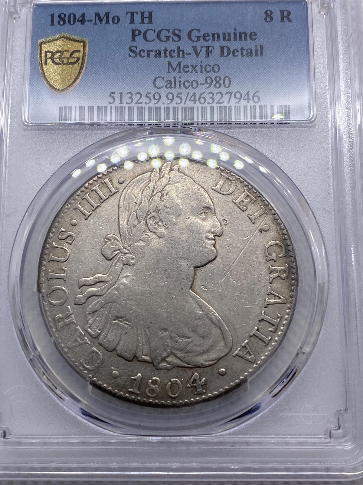 1804 MO TH 8 Reales PCGS VF Details Mexico Silver 8R Calico-980 Variety #7946