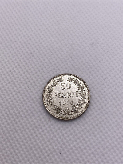 1916-S Finland 50 Pennia Silver #402-10