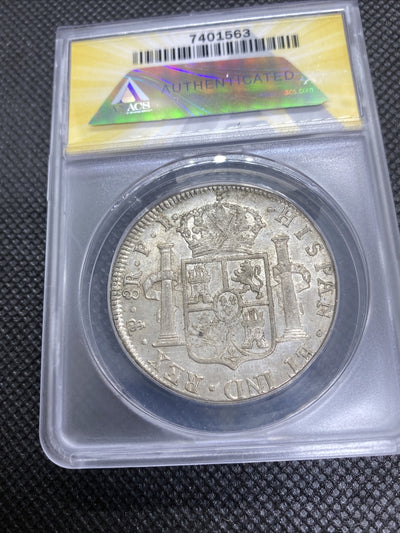 1817 PTS Bolivia 8 Reales 8R Anacs AU50 Silver Coin Colonial Rare