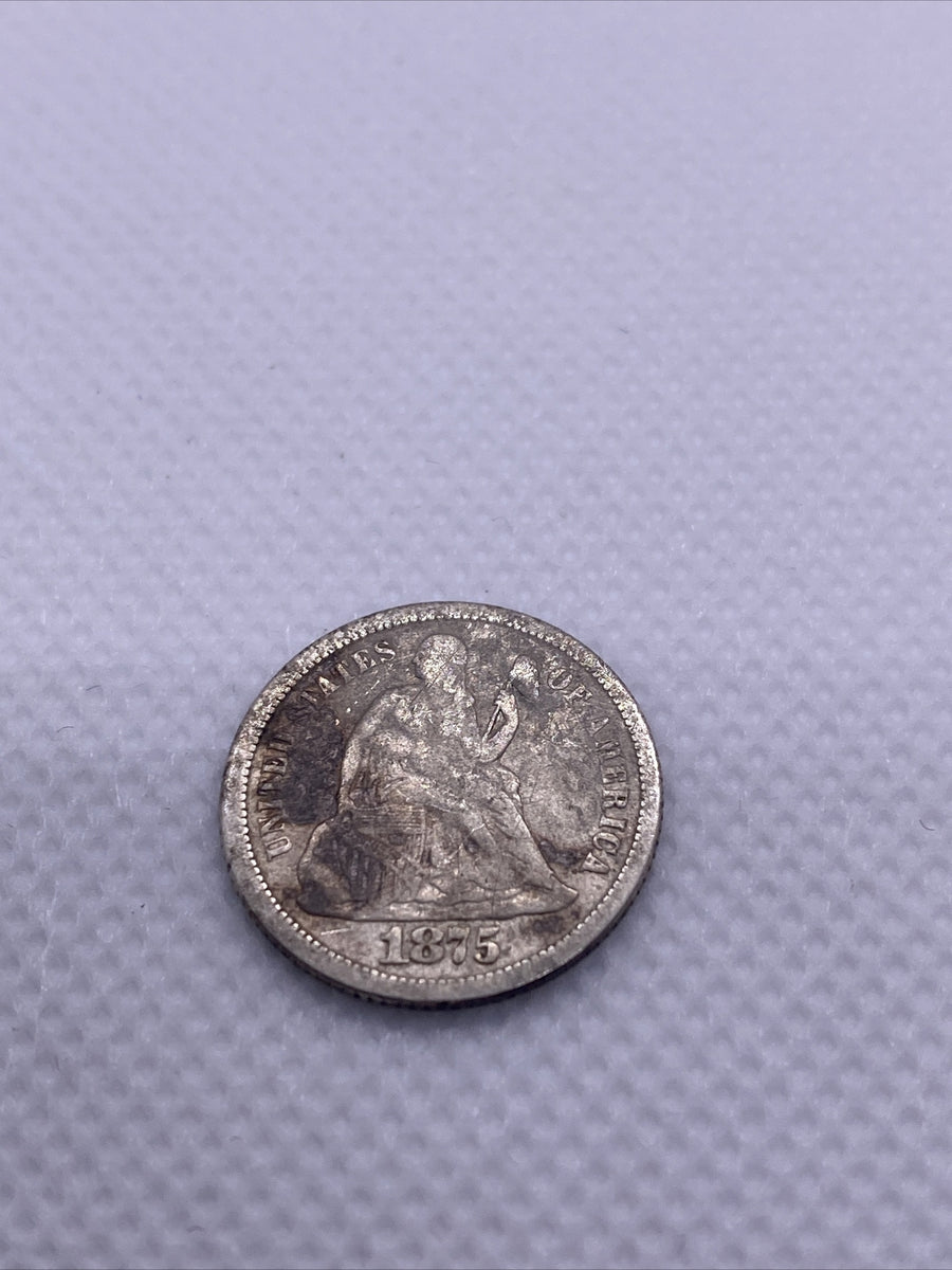 1875 S Seated Liberty Dime Silver 10 Cents Ten Cents Mintmark Below Bow #19277