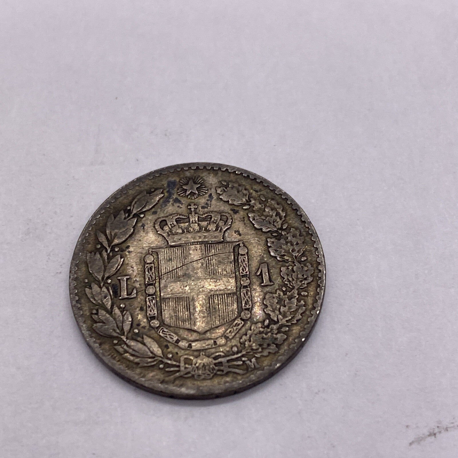 1887  ITALY SILVER ONE 1 LIRA UMBERTO COIN Silver Coin #943-10