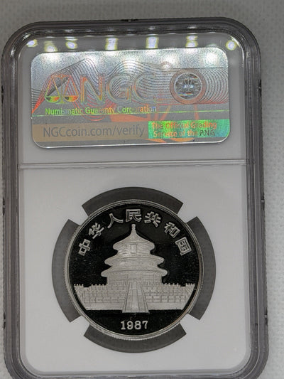1987 100 Yuan 1 Oz .9995 China Platinum Proof Coin Panda NGC PF69 Ultra Cameo 01