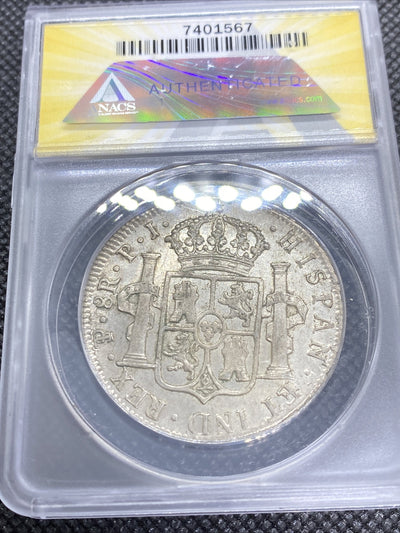 1819 PTS PJ Bolivia Silver 8R 8 Reales AU 53 Details Anacs Silver Potosi #567
