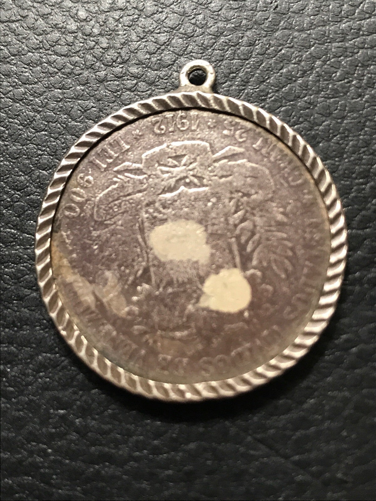 1912 - 5 Bolivares Venezuela - Vintage Looking -SILVER Coin With Bezel