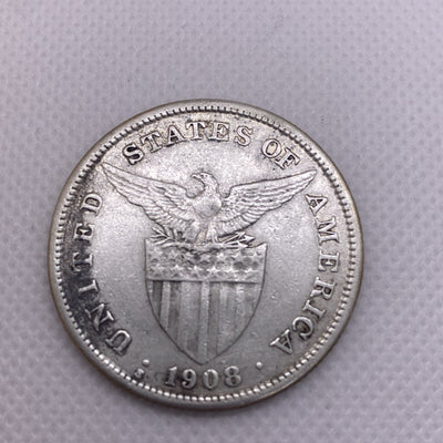 Philippines 1908S One Peso Large Silver Coin #9287-10
