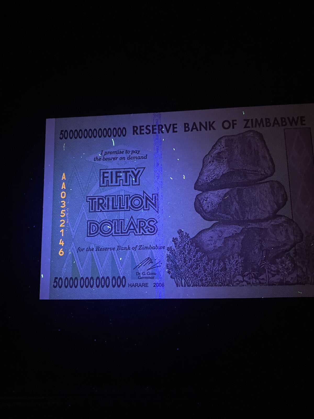 2008 50 TRILLION Zimbabwe DOLLARS BANKNOTE New UNC 100 TRILLION SERIES
