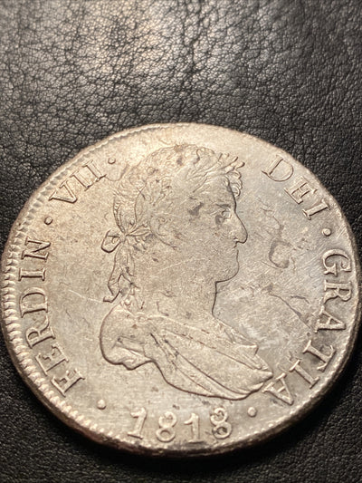 1818 PTS PJ Bolivia KM #84 8 Reals Silver Great Looking Coin Eight Reals #83229