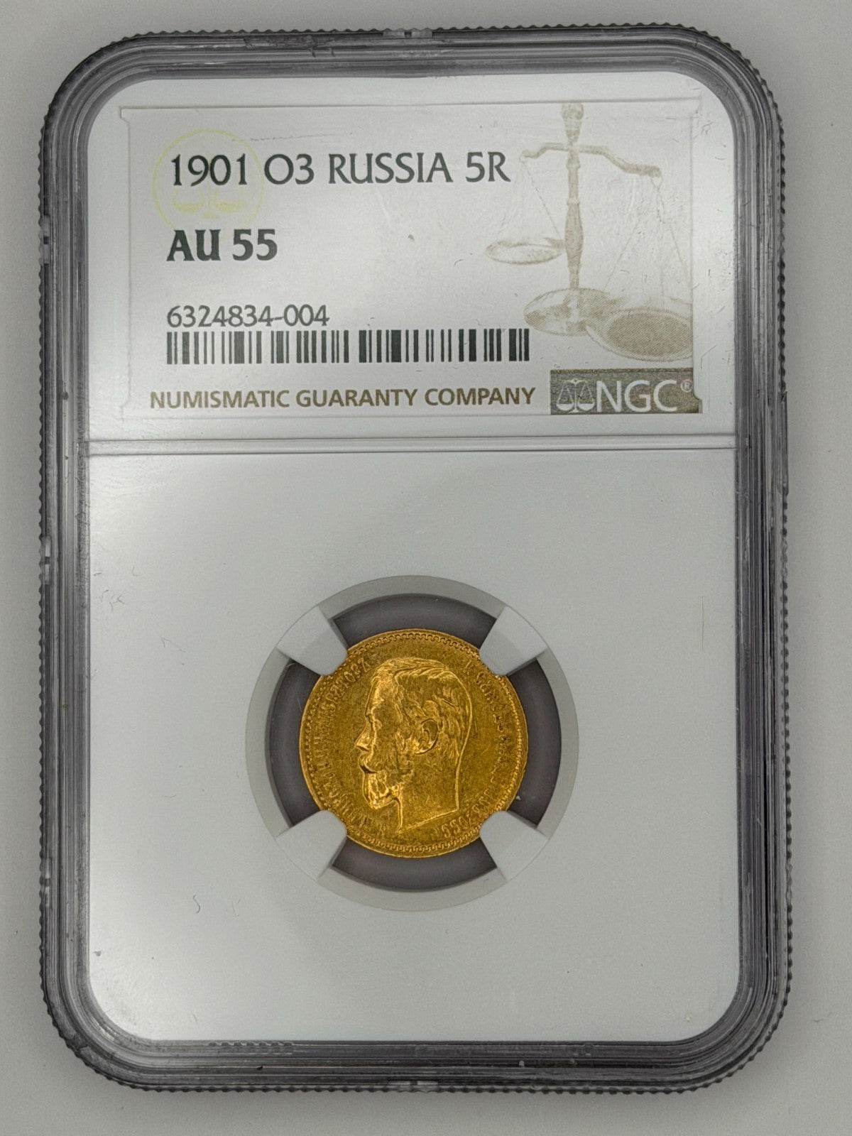 1901 5 Rubles NGC AU55 Beautiful Coin
