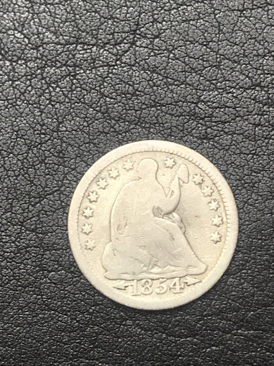 1854 Seated Liberty Half Dime with Arrows H10 5c Silver Coin #3443