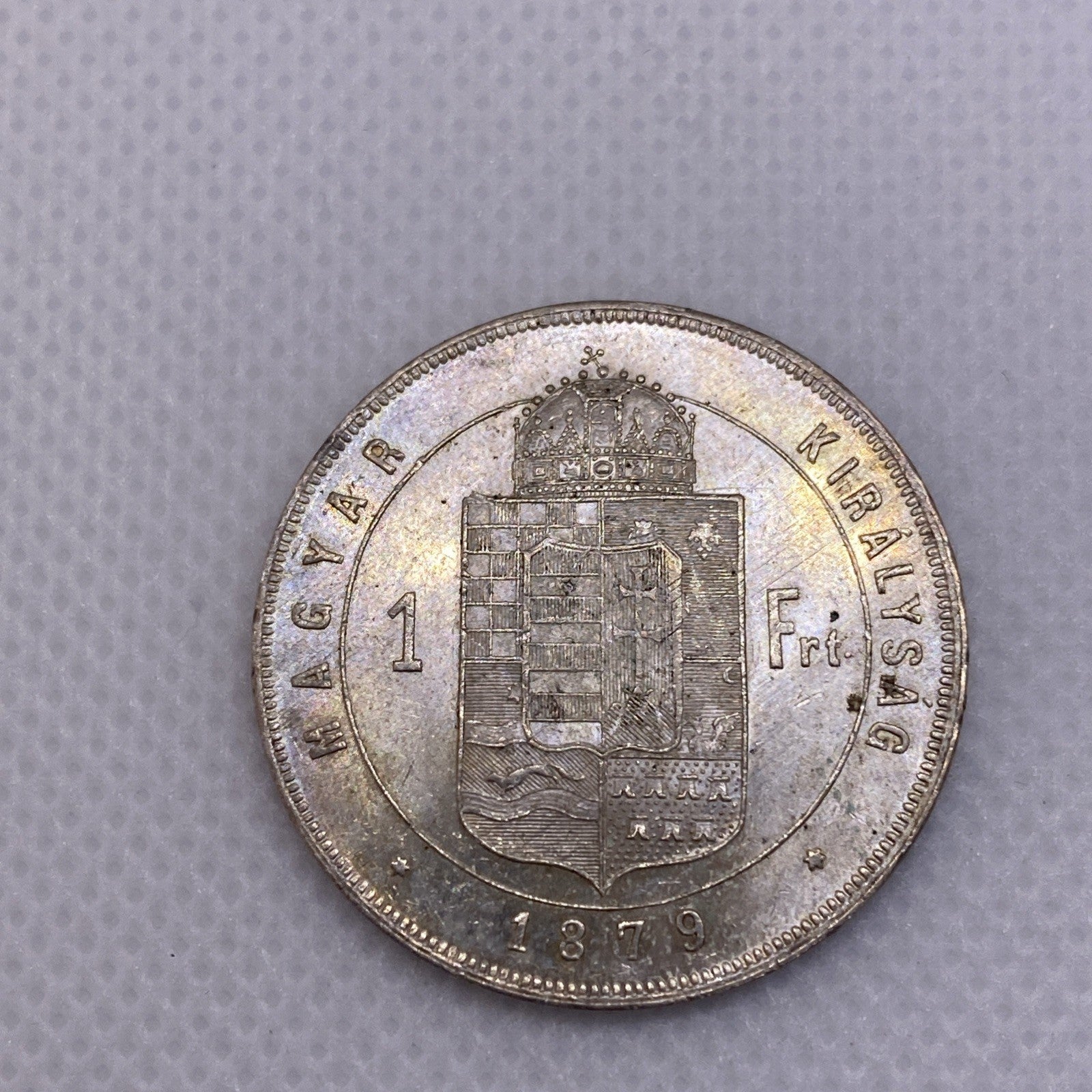 1879 KB One Forint Hungary Silver Coin King Franz Josef Uncirculated
