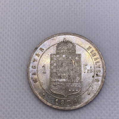 1879 KB One Forint Hungary Silver Coin King Franz Josef Uncirculated