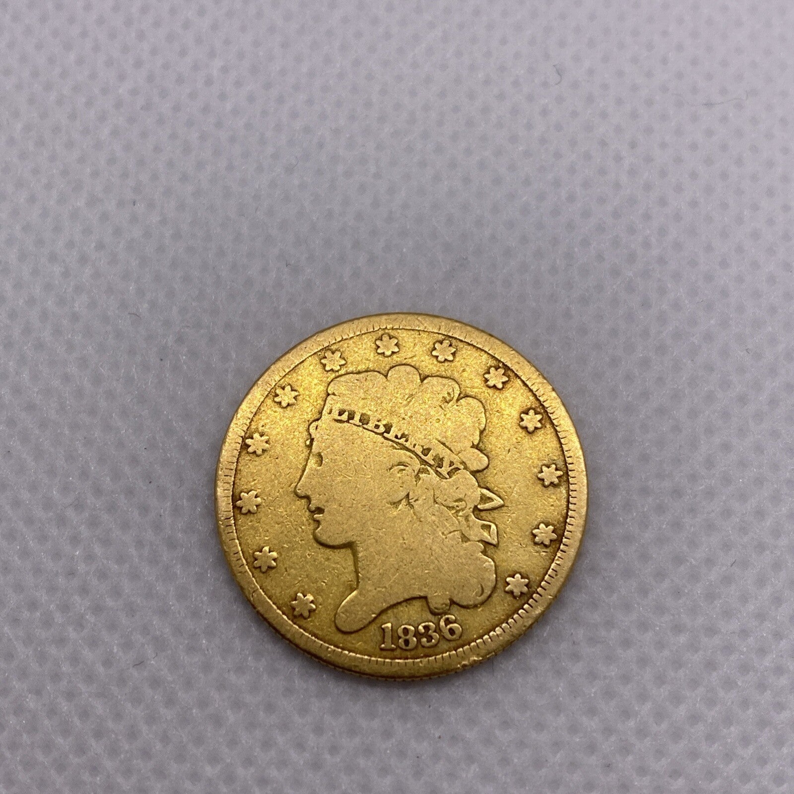 1836 $5 Five Dollars Gold Liberty Half Eagle Coin Beautiful US Gold Coin #8727