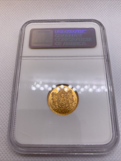 1909 Denmark 10 Kroner Frederik VIII Grade OLD NGC Slab MS 66 Gold Coin #944-027