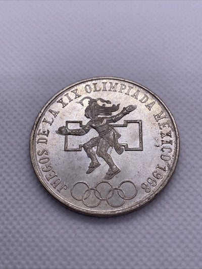 1968 Mexico Olympics Mexican 25 Peso Silver Coin BU Great Condition Coin