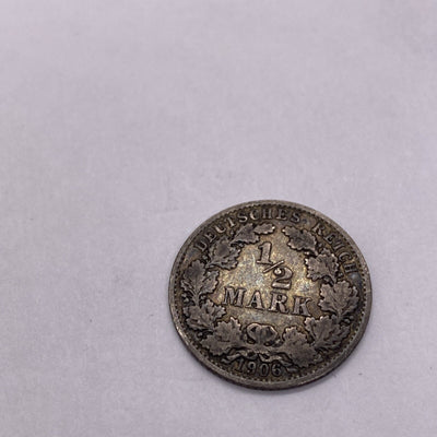 Germany, 1/2 mark, 1906 silver coin German Silver Coin #9228-10