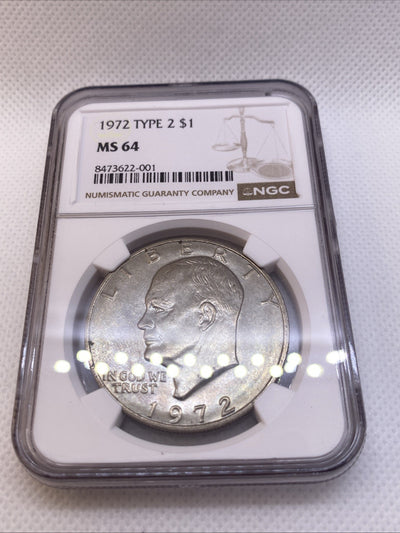 1972 EISENHOWER $1 TYPE 2 NGC MS64 TYPE II - IKE Dollar Rare High Grade