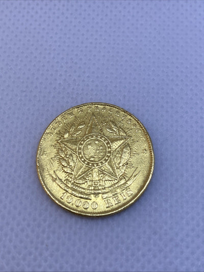 1889 10000 Reis Brazil Gold Coin Beautiful Rare