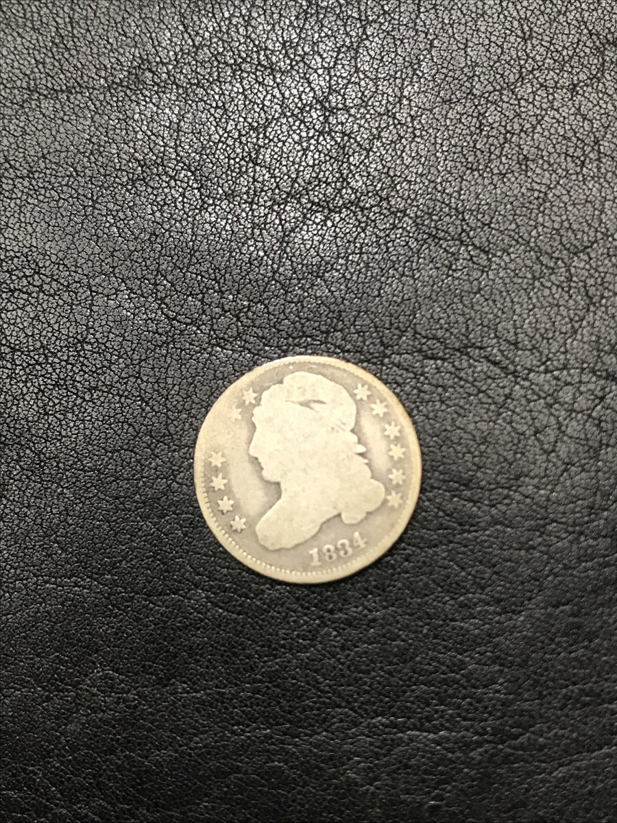 1834 Capped Bust Dime Silver 10c Coin JR-7 R-2 Small 4 Silver Coin #TY4267