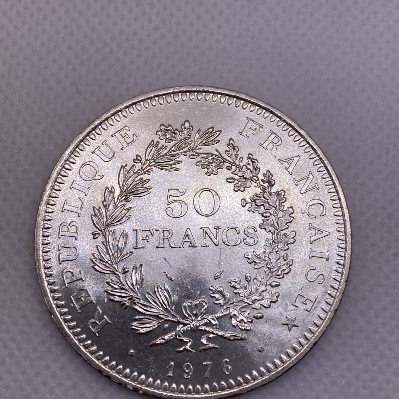1976 France 50 Francs Silver Coin 50 Fr. Uncirculated Silver Coin #1287-10