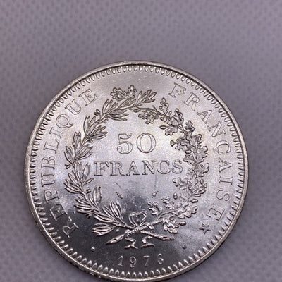 1976 France 50 Francs Silver Coin 50 Fr. Uncirculated Silver Coin #1287-10
