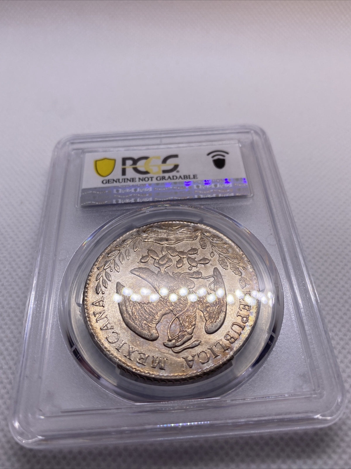 1882 MO MH 8 Reales Mexico Eagle Silver PCGS AU Details Beauty Toning RARE #7966
