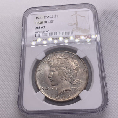 1921 Peace Dollar NGC Graded MS63 MS 63 Beautiful Silver Dollar RARE Key Date