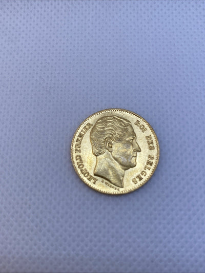 1865 20 Francs Belgium  .900 Fine Gold Coin Ruler King Leopold I  #9786