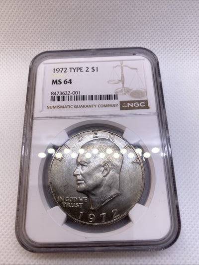 1972 EISENHOWER $1 TYPE 2 NGC MS64 TYPE II - IKE Dollar Rare High Grade