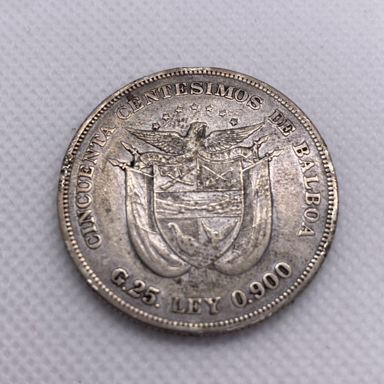 1904 PANAMA SILVER 50 CENTESIMOS CROWN COIN Silver Coin #2355