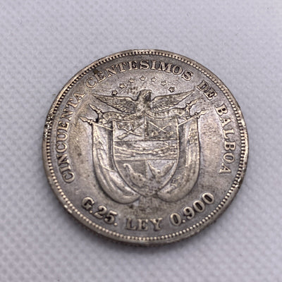 1904 PANAMA SILVER 50 CENTESIMOS CROWN COIN Silver Coin #2355
