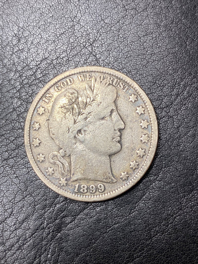 1899 Barber Half Dollar Silver 50C Fine Silver Half Dollar Coin #9927-10
