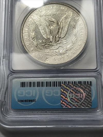 1889 Morgan Dollar ICG AU53 Details STRUCK THROUGH Reverse Error