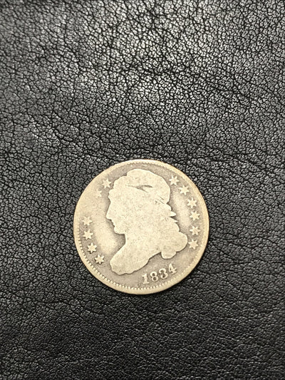 1834 Capped Bust Dime Silver 10c Coin JR-7 R-2 Small 4 Silver Coin #TY4267