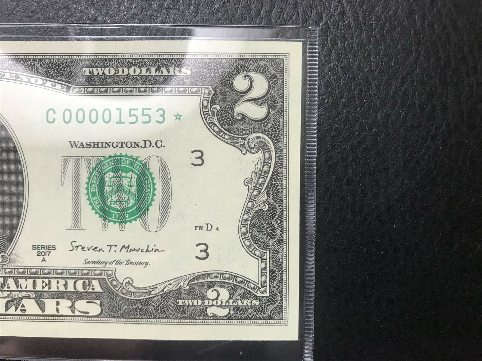 $2 Rare Uncirculated Low FOUR (4) Digits  ⭐️ STAR NOTE ⭐ 1553*