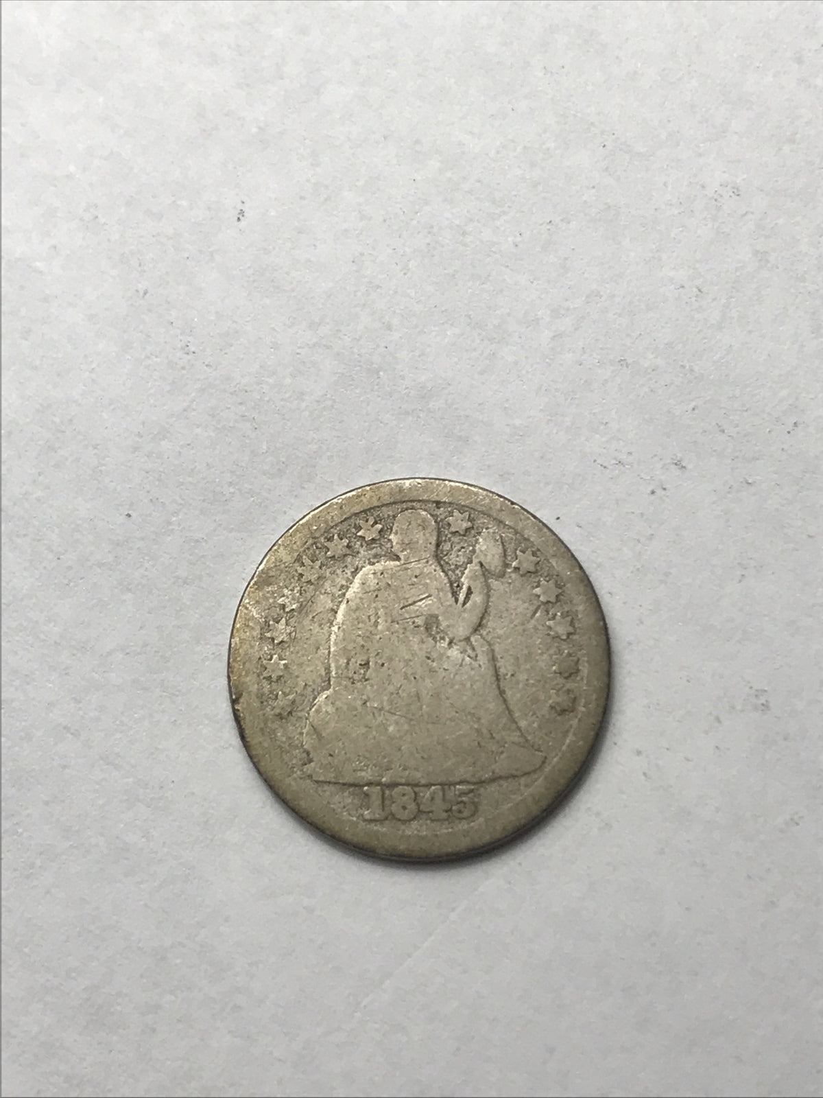 1845 Seated Liberty Dime 10 Cents Silver Coin #YT35