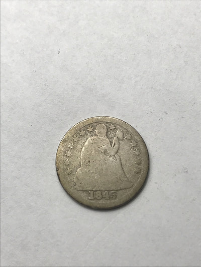 1845 Seated Liberty Dime 10 Cents Silver Coin #YT35